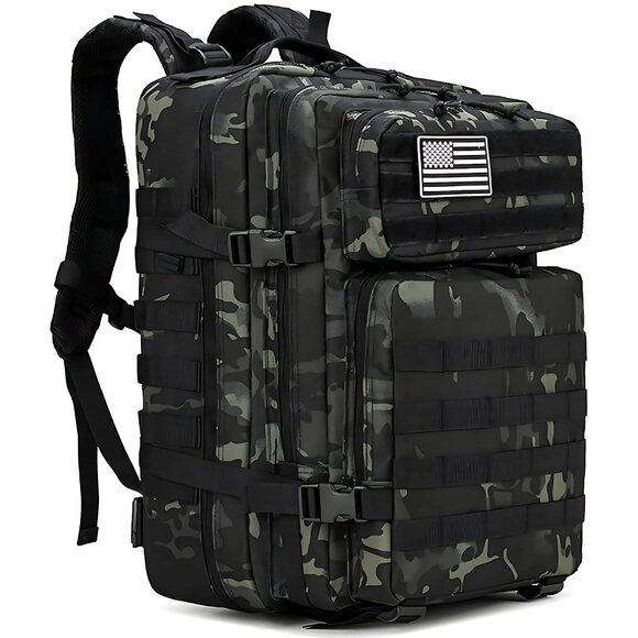 45L Tactical Backpack Camo Black Waterproof Multi Compartment for Camping Hiking - Picture 1 of 1